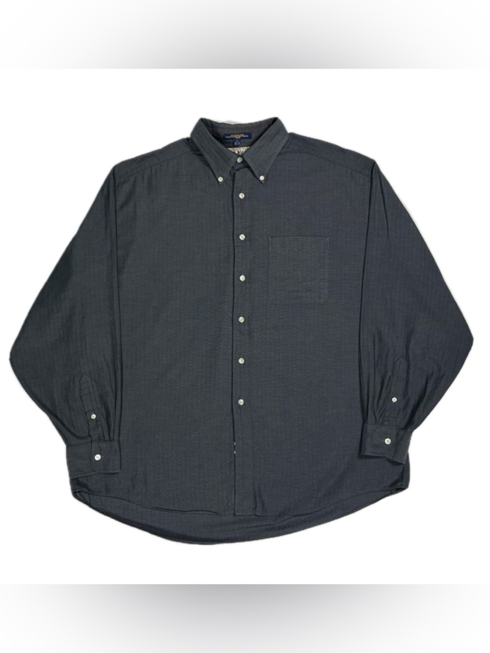 Vintage 90s Tommy Hilfiger 100% cotton grey button down shirt mens 17 34/35 XL